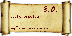 Blaho Orsolya névjegykártya